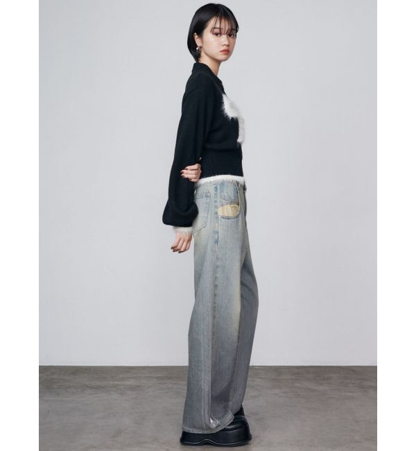 EMODA「フォイルルーズハイウエストジーンズ」|デニム|