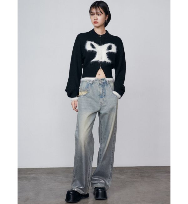 EMODA「フォイルルーズハイウエストジーンズ」|デニム|