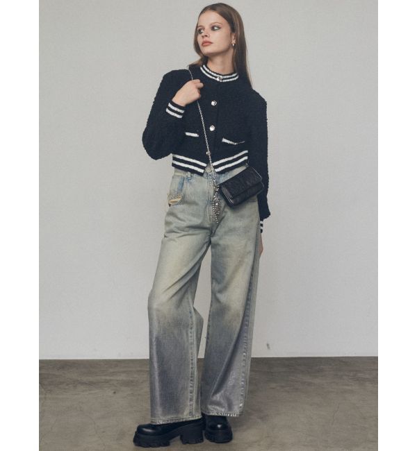 EMODA「フォイルルーズハイウエストジーンズ」|デニム|