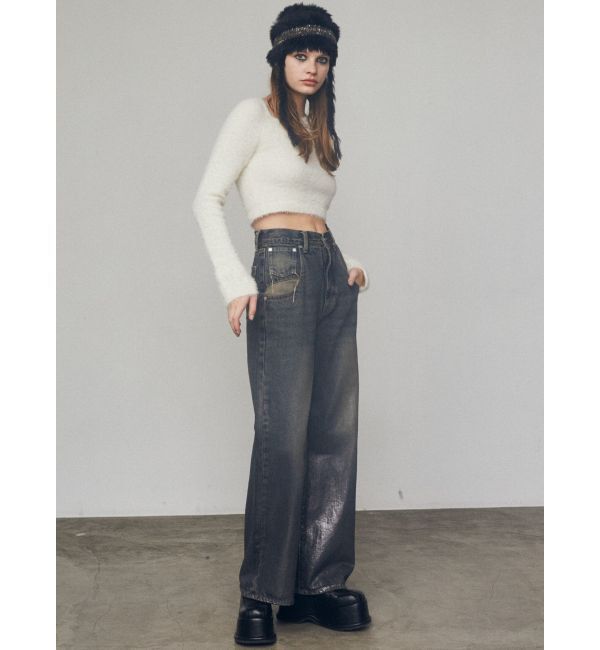 EMODA「フォイルルーズハイウエストジーンズ」|デニム|