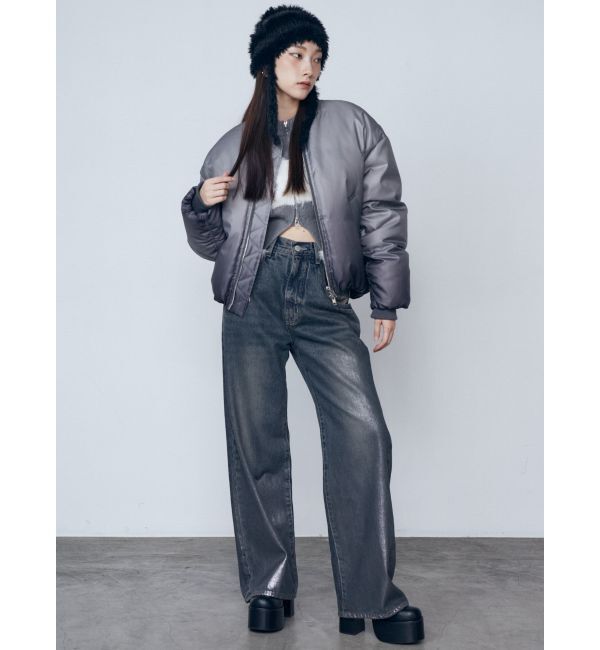 EMODA「フォイルルーズハイウエストジーンズ」|デニム|