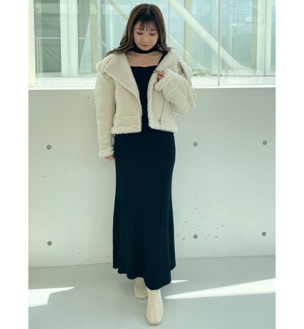 MERCURYDUO「2WAYランダムリブビスチェ風マーメイドニットワンピース」|ワンピース|