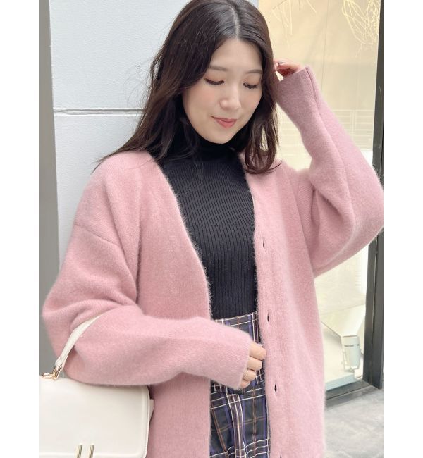 MERCURYDUO「ダブルフェイスコクーンミディニットカーディガン」|カーディガン|