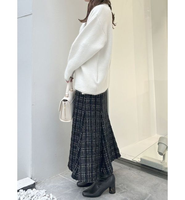 MERCURYDUO「ダブルフェイスコクーンミディニットカーディガン」|カーディガン|