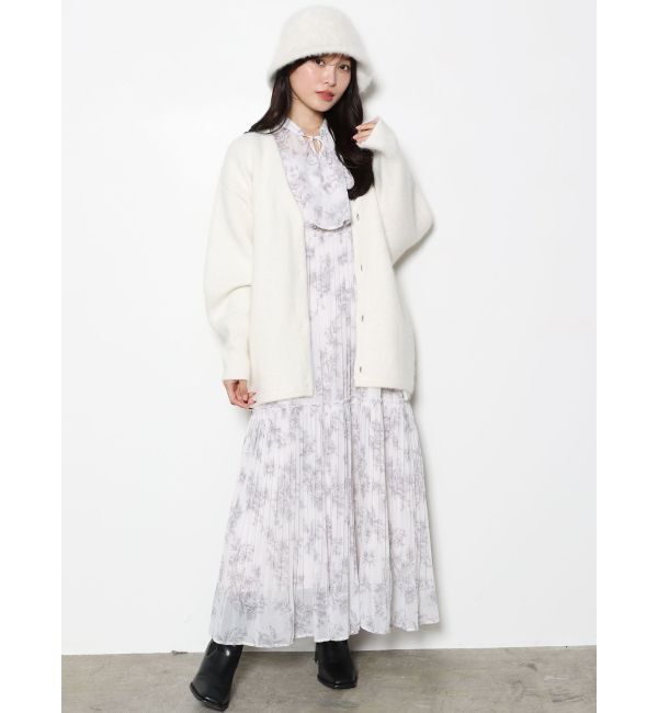 MERCURYDUO「ダブルフェイスコクーンミディニットカーディガン」|カーディガン|