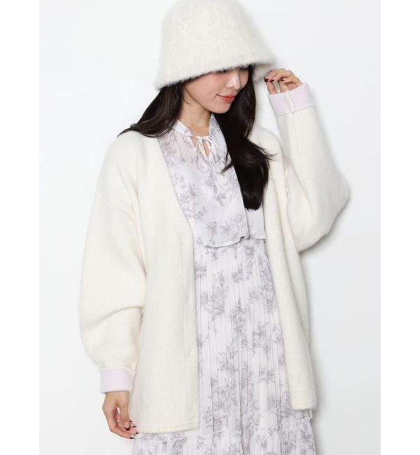 MERCURYDUO「ダブルフェイスコクーンミディニットカーディガン」|カーディガン|