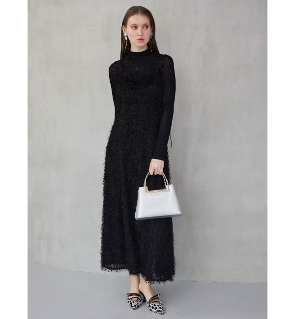MERCURYDUO「フェザーフレアキャミワンピース」|ワンピース|ブラック
