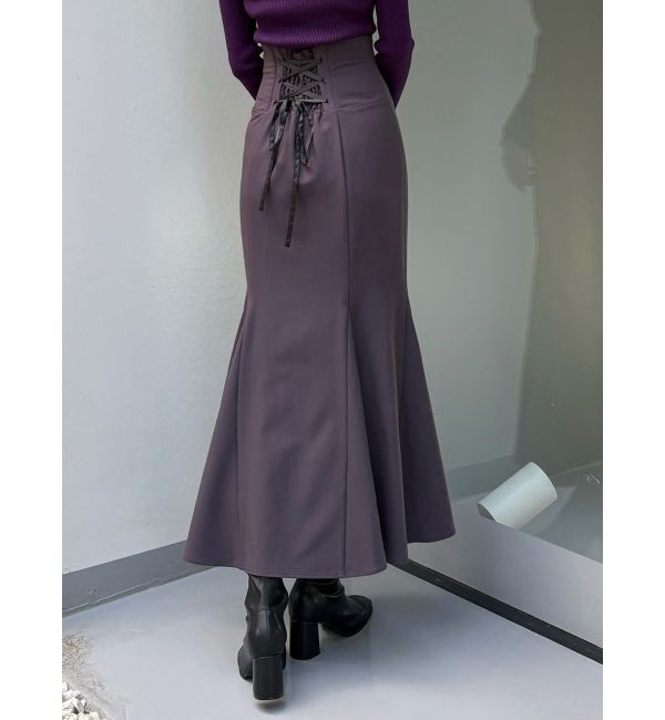 MERCURYDUO「バックレースアップストレッチマーメイドスカート」|スカート|チャコールグレー