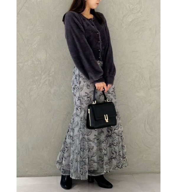 MERCURYDUO「ミニシャギーロングスリーブニットカーディガン」|カーディガン|