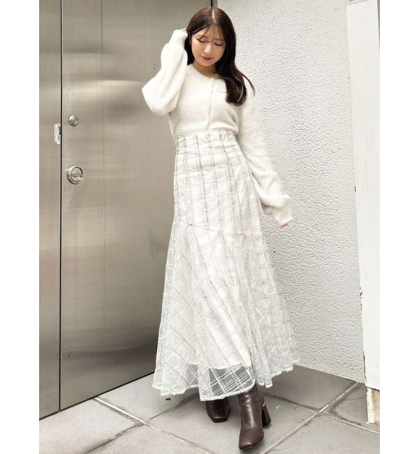 MERCURYDUO「ミニシャギーロングスリーブニットカーディガン」|カーディガン|