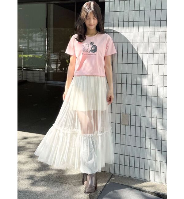 MERCURYDUO「CATプリントリボンTシャツ」|Tシャツ・カットソー|