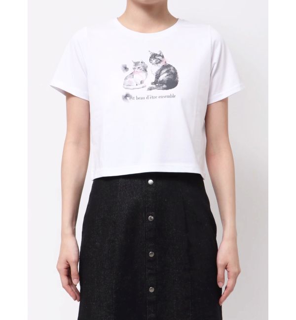 MERCURYDUO「CATプリントリボンTシャツ」|Tシャツ・カットソー|