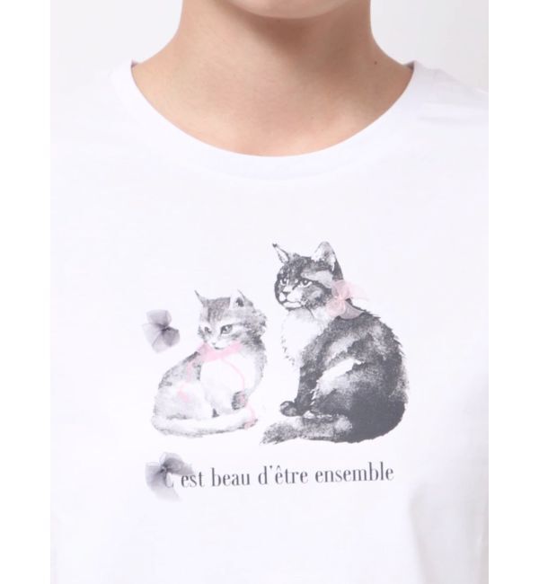 MERCURYDUO「CATプリントリボンTシャツ」|Tシャツ・カットソー|