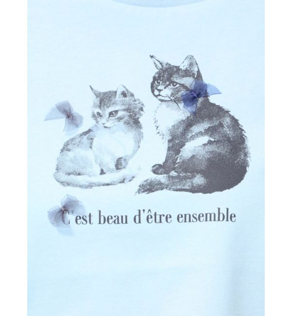 MERCURYDUO「CATプリントリボンTシャツ」|Tシャツ・カットソー|