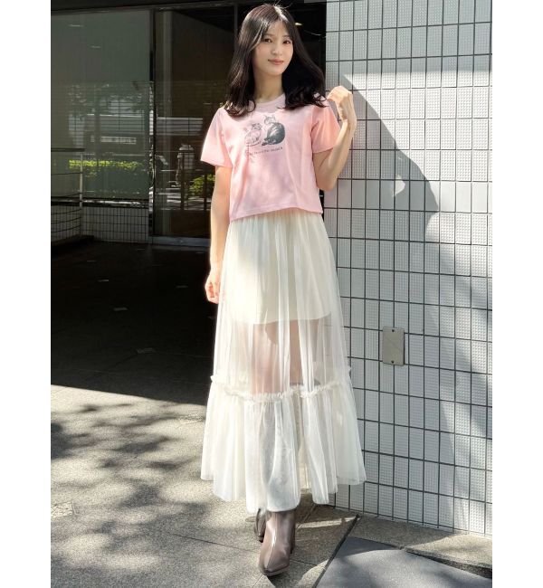 MERCURYDUO「CATプリントリボンTシャツ」|Tシャツ・カットソー|