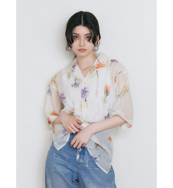 MURUA「フラワーシアーオープンカラーシャツ【WEB限定】」|シャツ・ブラウス|