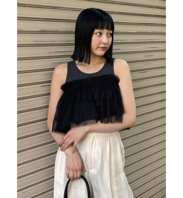 MURUA「チュールフリルレイヤードタンクトップ」|タンクトップ|