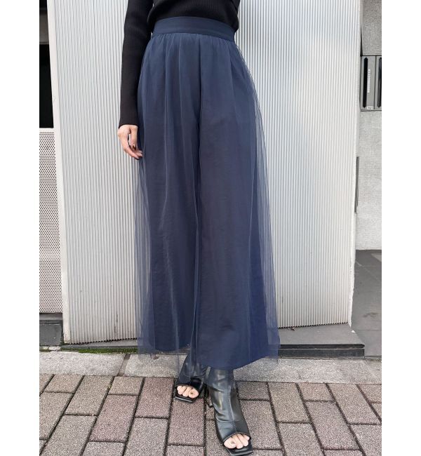 MURUA「チュールレイヤードワイドパンツ」|その他|ネイビー