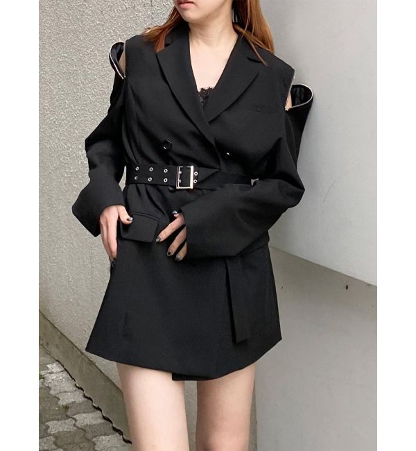 MURUA「ジャケットライクZIPミニワンピース」|ワンピース|ブラック