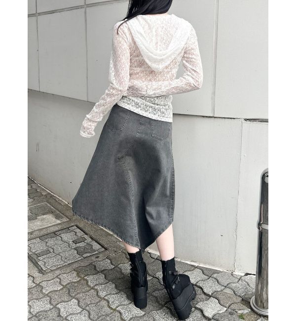 MURUA「【セットアップ対応】ウォッシュアシメラッフルZIPスカート」|スカート|