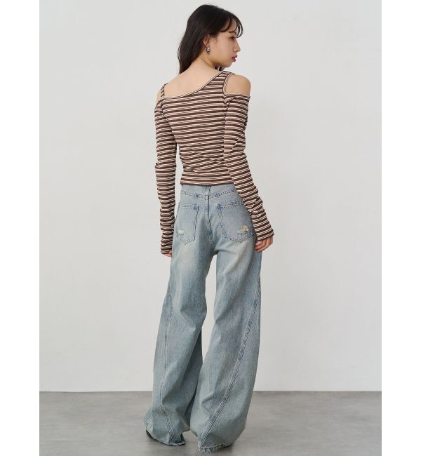 MURUA「バレルレッグクラッシュデニム」|デニム|