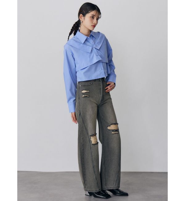 MURUA「バレルレッグクラッシュデニム」|デニム|