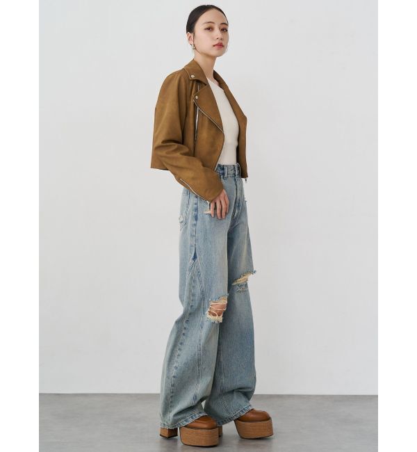 MURUA「バレルレッグクラッシュデニム」|デニム|