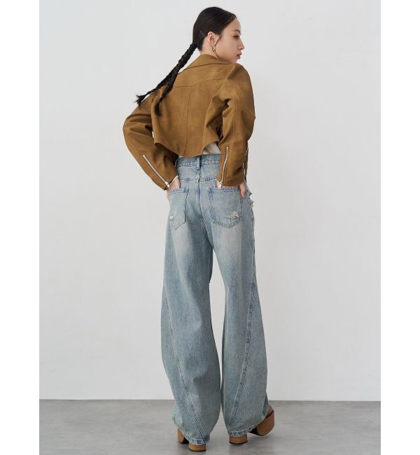 MURUA「バレルレッグクラッシュデニム」|デニム|