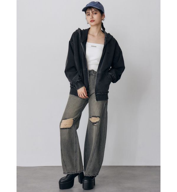 MURUA「バレルレッグクラッシュデニム」|デニム|