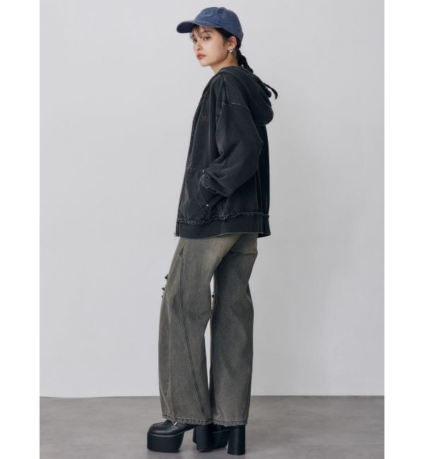 MURUA「バレルレッグクラッシュデニム」|デニム|