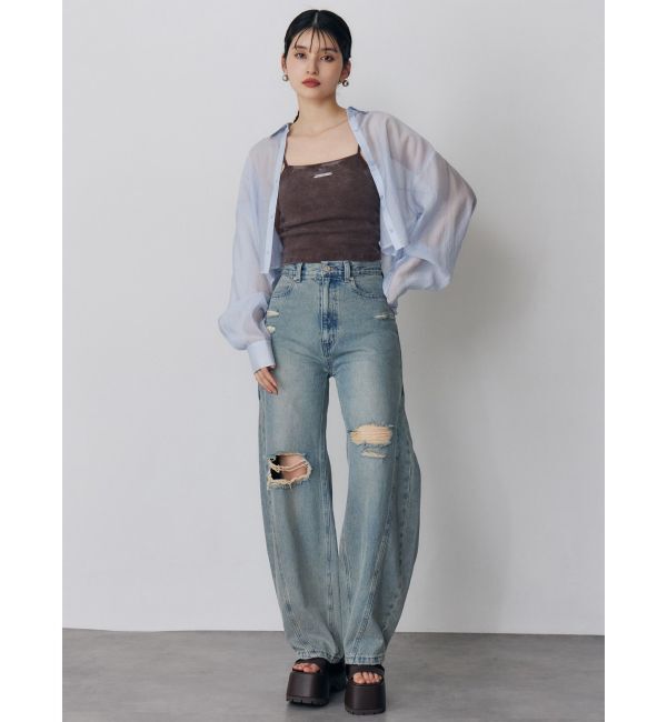 MURUA「バレルレッグクラッシュデニム」|デニム|