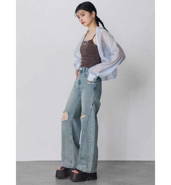 MURUA「バレルレッグクラッシュデニム」|デニム|