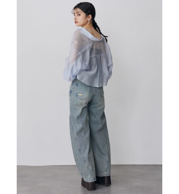MURUA「バレルレッグクラッシュデニム」|デニム|