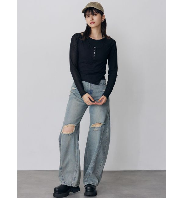 MURUA「バレルレッグクラッシュデニム」|デニム|