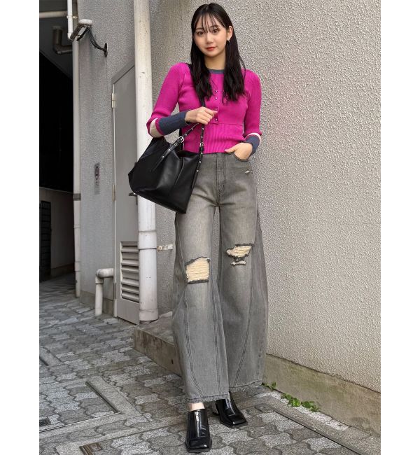 MURUA「バレルレッグクラッシュデニム」|デニム|