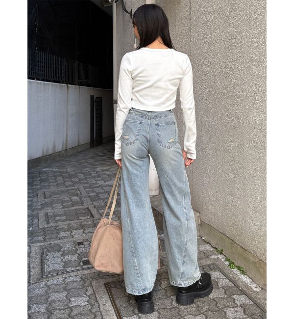 MURUA「バレルレッグクラッシュデニム」|デニム|