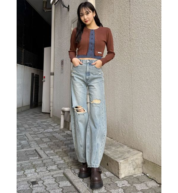 MURUA「バレルレッグクラッシュデニム」|デニム|