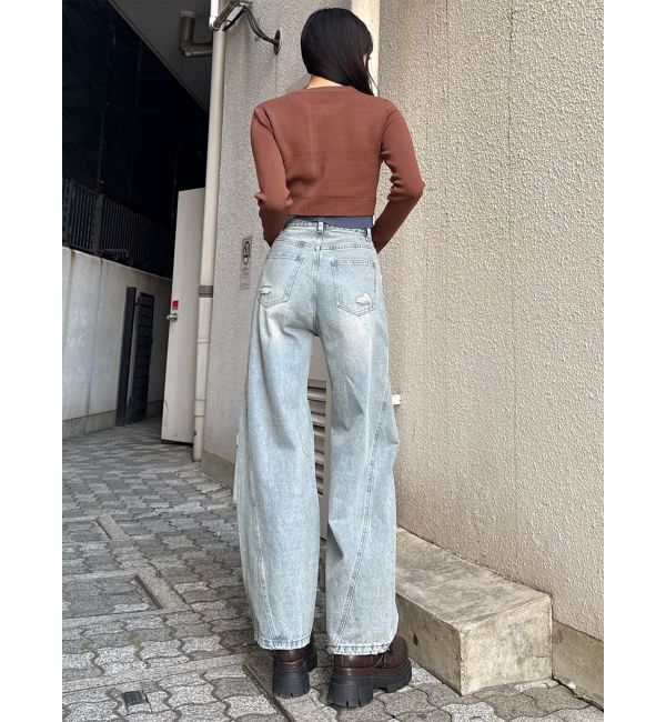 MURUA「バレルレッグクラッシュデニム」|デニム|