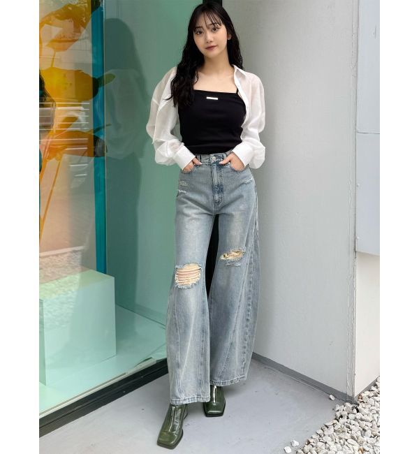 MURUA「バレルレッグクラッシュデニム」|デニム|