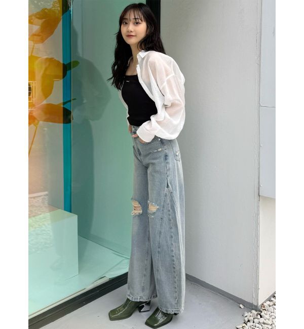 MURUA「バレルレッグクラッシュデニム」|デニム|