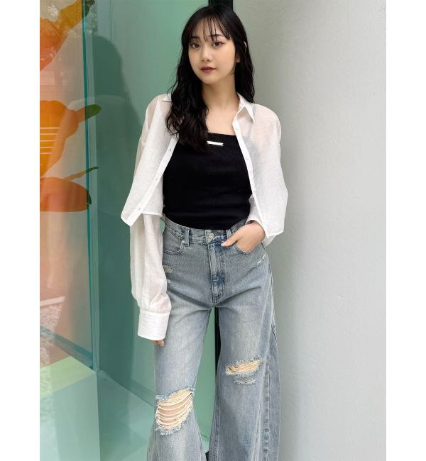 MURUA「バレルレッグクラッシュデニム」|デニム|