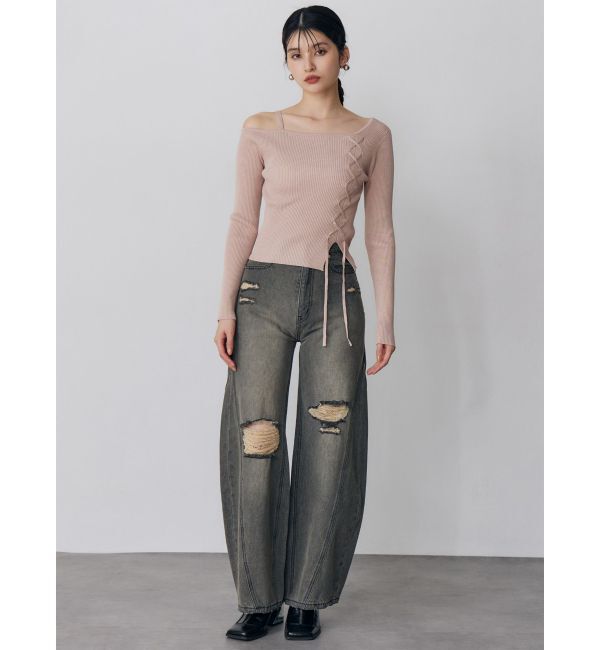 MURUA「バレルレッグクラッシュデニム」|デニム|