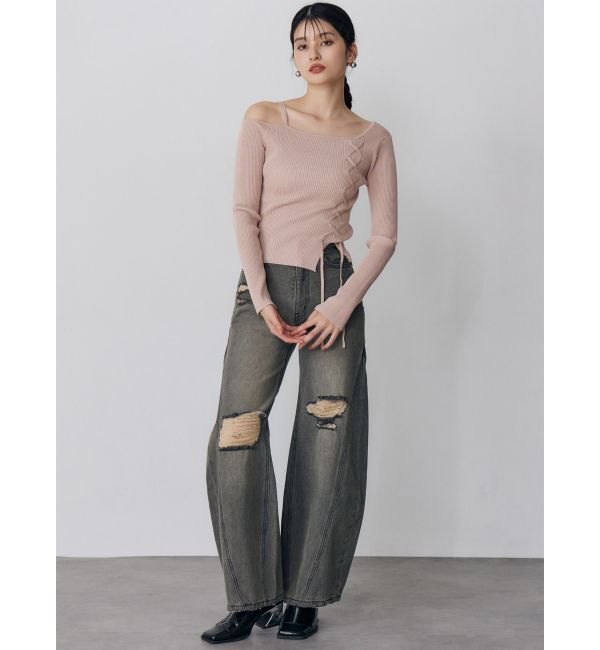 MURUA「バレルレッグクラッシュデニム」|デニム|