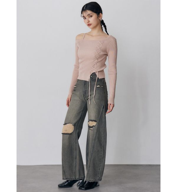 MURUA「バレルレッグクラッシュデニム」|デニム|