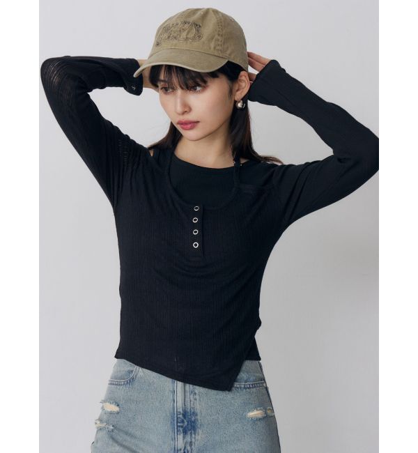 MURUA「オーバーラップトップス」|Tシャツ・カットソー|