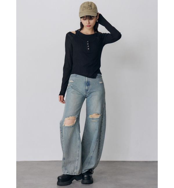 MURUA「オーバーラップトップス」|Tシャツ・カットソー|