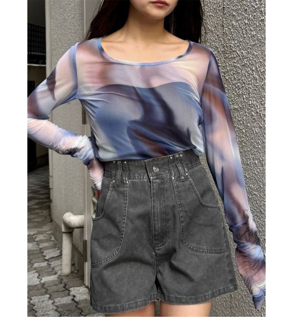 MURUA「シアートップス」|Tシャツ・カットソー|ブルー