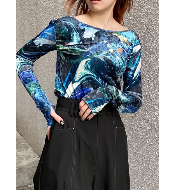 MURUA「ニュアンスプリントベロアトップス」|Tシャツ・カットソー|