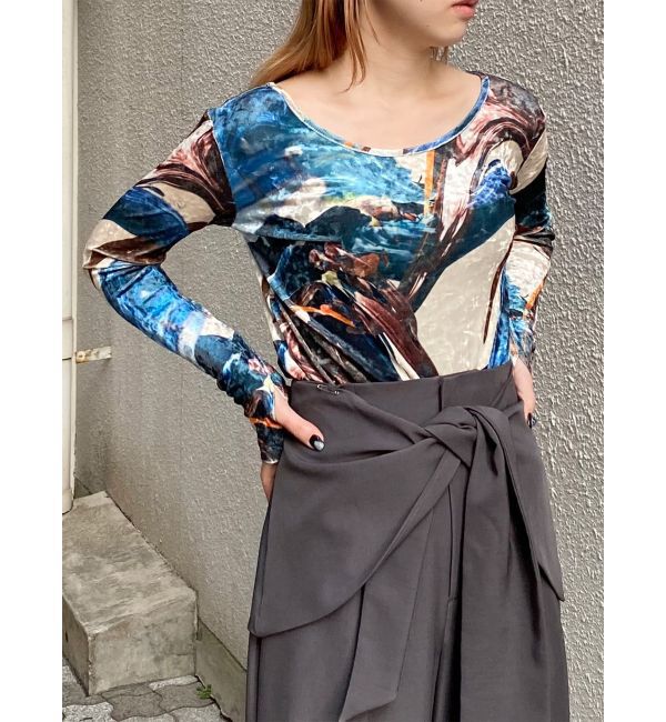 MURUA「ニュアンスプリントベロアトップス」|Tシャツ・カットソー|