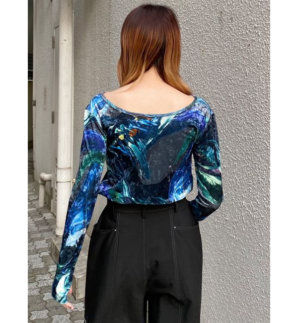 MURUA「ニュアンスプリントベロアトップス」|Tシャツ・カットソー|